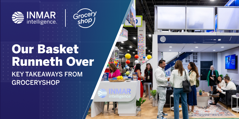 Inmar Intelligence booth at Groceryshop 2025 with attendees connecting and discussing retail media, data, and AI innovations in grocery technology.