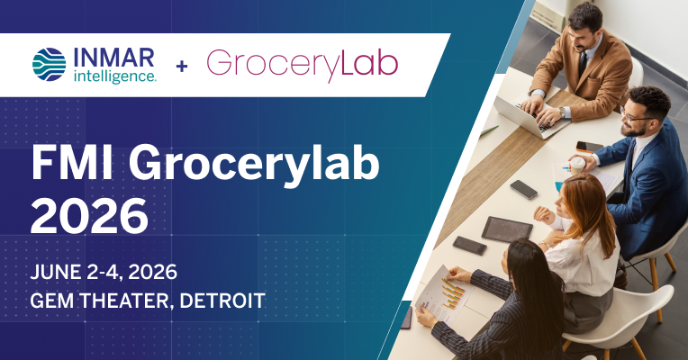  Inmar Intelligence and GroceryLab 2026 event graphic featuring grocery retail media leaders meeting in Detroit to discuss omnichannel profitability and AI-driven commerce solutions.