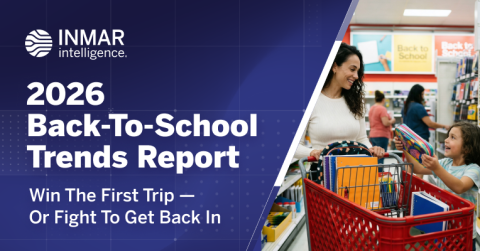 Inmar 2026 Back-to-School Trends Report showing shopper behavior insights with parent and child buying school supplies in store