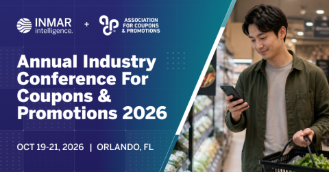 Inmar Intelligence and Association for Coupons & Promotions banner for the 2026 Annual Industry Conference for Coupons & Promotions in Orlando, featuring a shopper using a smartphone.