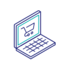 computer with shopping cart on the screen illustration