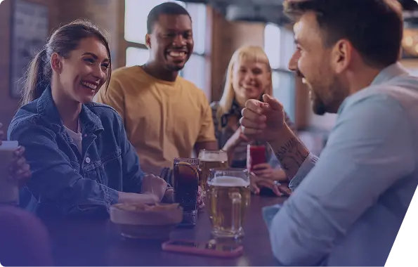 having a laugh at the bar