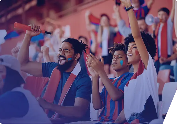 family in stadium seats